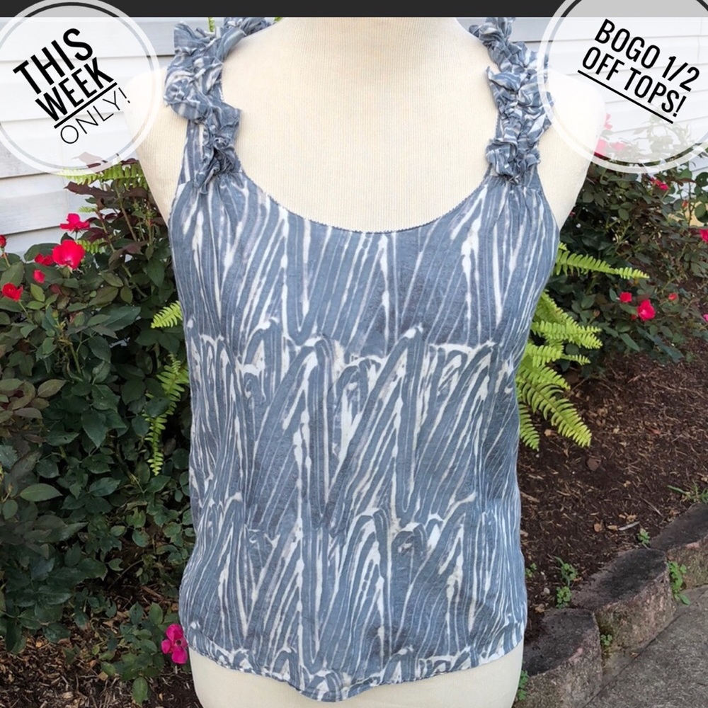 Banana Republic Cotton silk safari ruffle tank XS